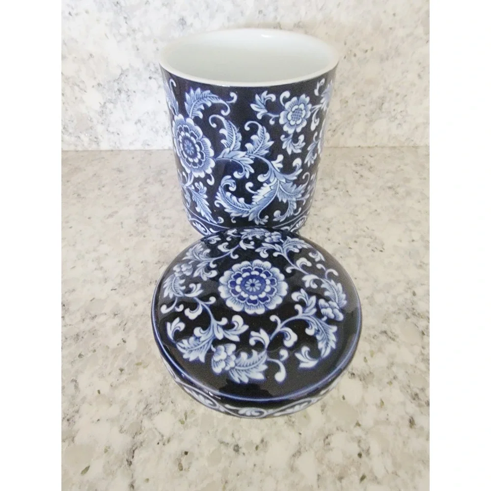 Pier 1 Mandarin Lidded Canister Jar 7.5